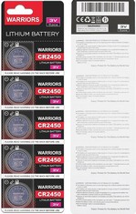 36 X WARRIORS 5X 2450 CR2450 COIN BUTTON CELL 3V 3 VOLT LITHIUM BATTERIES BATTERY CHILD RESISTANCE SAFETY PACKAGE RETAIL PACK - TOTAL RRP £127: LOCATION - B