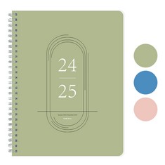 44 X 2024-2025 ACADEMIC DIARY PLANNER-DIARY 2024-2025 MONTHLY ACADEMIC PLANNER, 7.3" X 9.5" JANUARY 2024 TO DECEMBER 2025 CALENDAR PLANNER, FLEXIBLE COVER,TWIN-WIRE BINDING GREEN(18.5×24CM) - TOTAL R