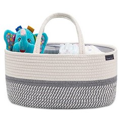 12 X YEEYI NAPPY CADDY,BABY DIAPER CADDY ORGANISER, PORTABLE STORAGE BASKET WITH CHANGEABLE COMPARTMENTS,100% COTTON CANVAS, NEWBORN GIFT (SMALL, 8GU-GRAY) - TOTAL RRP £140: LOCATION - B