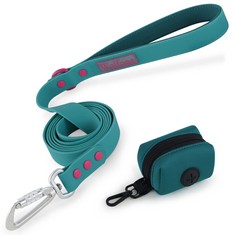 30 X WOLFONE WATERPROOF DOG LEAD WITH DOG POOP BAG DISPENSER SAFETY AUTO-LOCK CARABINER LEAD FOR DOGS SOFT HANDLE EASY CARE?5FT*20MM*2.5MM VIRIDIAN GREEN? - TOTAL RRP £339: LOCATION - C