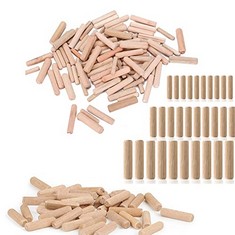 31 X WOODEN DOWELS, 3 STYLES OF WOODEN DOWELS, TAPERED AND RIBBED WOODWORK DOWELS FOR GROOVED GROOVES, CRAFT, DIY, DIY, WOODWORKING (150PCS) - TOTAL RRP £149: LOCATION - C