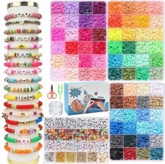 20 X 9560 PCS, 72 COLORS POLYMER CLAY BEADS KITS WITH CHARMS FOR GIRLS 8-12, DIY BRACELET NECKLACE JEWELRY MAKING CHRISTMAS GIFTS CRAFTS SUPPLIES - TOTAL RRP £180: LOCATION - A