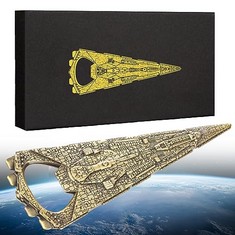 35 X LAKCHER DESIGN SPACESHIP WARSHIP BEER BOTTLE OPENER, BEER GIFTS FATHER DAY GIFTS CHRISTMAS GIFTS BIRTHDAY GIFTS FOR MEN DAD, SPACE MOVIE SOUVENIR PRESENT FOR SPACE FANS, BRONZE WITH GIFT BOX - T