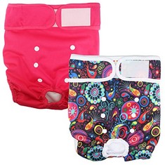 12 X JOHOXTON DOG NAPPIES DOG PERIOD PANTS FEMALE REUSABLE DOG DIAPERS, DOG SEASON PANTS DOG PANTS FOR BITCHS IN SEASON WASHABLE DOG PERIOD HEAT PANTS (B, XS) - TOTAL RRP £94: LOCATION - D