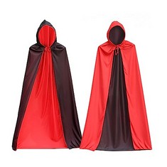 21 X TOPWAYS VAMPIRE HOODED CLOAK DRESS UP FOR HALLOWEEN PARTY , BLACK RED TWO-SIDED HOODED CAPES FOR AGE 9 10 11 12 13 DEVIL WITCH CAPES WIZARD DEMON HALLOWEEN COSPLAY (1.75M BLACK RED CLOAK)… - TOT