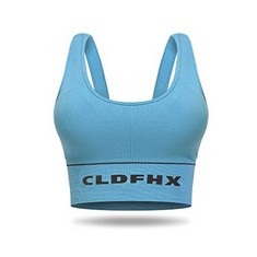 21 X CLDX SPORTS BRA FOR WOMEN SEAMLESS WIREFREE MEDIUM IMPACT SUPPORT PADDED U-SHAPE LONGLINE CROP TOPS FOR YOGA FITNESS CASUAL WEAR, BLUE, XL - TOTAL RRP £315: LOCATION - D