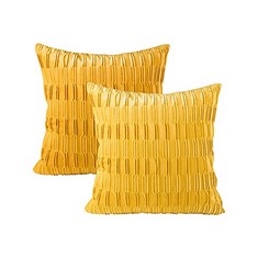 15 X VAGASI SET OF 2 THROW PILLOW COVERS 45 X 45CM VELVET CUSHION COVER PILLOW CASES DECORATIVE HOME DECOR FOR SOFA LIVING ROOM BEDROOM SQUARE, YELLOW - TOTAL RRP £203: LOCATION - D