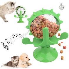 18 X ZONE YAN WINDMILL CAT TOY, CAT TREAT TOY DISPENSER, CAT TOYS INTERACTIVE FOR INDOOR CATS, CAT FEEDING TOY, WINDMILL TURNTABLE CAT TOY, INTERACTIVE TEASING CAT TOY WITH BELL, CAT TOY WITH SUCTION
