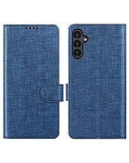 14 X FOLIO FOR SAMSUNG GALAXY A14 4G/5G CASE, WALLET CASE CARD HOLSTER CANVAS FLIP/FOLIO SOFT TPU COVER BUMPER WITH KICKSTAND ULTRA SLIM STRONG MAGNETIC CLOSURE FOR SAMSUNG GALAXY A14 4G/5G 2023 (BLU