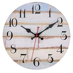 19 X FOXTOP WOOD WALL CLOCK SILENT NON-TICKING BATTERY OPERATED ROUND VINTAGE RUSTIC DECORATIVE FOR HOME KITCHEN LIVING ROOM OFFICE (12 INCH) - TOTAL RRP £176: LOCATION - D
