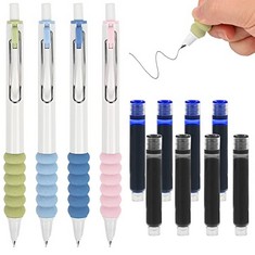 82 X VIBBANG 4 PACK RETRACTABLE FOUNTAIN PEN, PRESS TYPE REFILLABLE INK WRITING PEN, WITH 8PCS INK SAC, FOR SMOOTH WRITING, SUPER SOFT NON-SLIP GRIP FOR WRITING, PAINTING, SCHOOL, OFFICE - TOTAL RRP