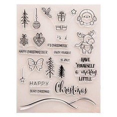 80 X KELLAM MERRY CHRISTMAS DEER BE JOLLY TREE GIFT BOX CLEAR STAMPS FOR CARD MAKING DECORATION AND DIY SCRAPBOOKING - TOTAL RRP £413: LOCATION - D