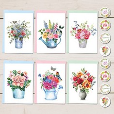 15 X BLANK CARDS AND ENVELOPES PACKS OF 24 FLORAL DESIGN WITH THANK YOU, HAPPY BIRTHDAY, CONGRATULATION STICKERS - GREETING CARDS FOR WEDDING, BABY SHOWER, BUSINESS.. - TOTAL RRP £87: LOCATION - D