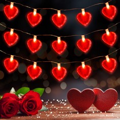 45 X MUDDER 10 FT VALENTINE'S DAY HEART STRING LIGHT 30 LEDS, BATTERY OPERATED 3D RED HEART SHAPED FAIRY LIGHTS VALENTINES GARLAND FOR INDOOR OUTDOOR HOME KID'S ROOM WEDDING ANNIVERSARY MOTHER'S DAY