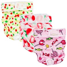 9 X JOHOXTON DOG NAPPIES DOG PERIOD PANTS FEMALE REUSABLE DOG DIAPERS, DOG SEASON PANTS DOG PANTS FOR BITCHS IN SEASON WASHABLE DOG PERIOD HEAT PANTS (FRUIT, M) - TOTAL RRP £146: LOCATION - A