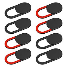 107 X KIWI DESIGN WEBCAM COVER SLIDE 8 PACK, LAPTOP CAMERA COVER SLIDE ULTRA THIN WITH CLEAN CLOTH FOR LAPTOP, PC, COMPUTER, SMARTPHONE (4 BLACK+ 4 RED) - TOTAL RRP £365: LOCATION - D