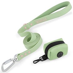 18 X WOLFONE WATERPROOF DOG LEAD WITH DOG POOP BAG DISPENSER SAFETY AUTO-LOCK CARABINER LEAD FOR DOGS SOFT HANDLE EASY CARE?6FT*25MM*2.5MM MINT GREEN? - TOTAL RRP £286: LOCATION - F