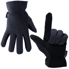 17 X OZERO WINTER GLOVES FOR MEN WOMEN -20°F DEERSKIN THERMAL GLOVES WARM POLAR WOOL SKI GLOVES FOR CYCLING,RUNNING,SKI,WORK IN EXTREMELY COLD WEATHER (GREY, M) - TOTAL RRP £241: LOCATION - F