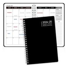 30 X 2024-2025 ACADEMIC DIARY PLANNER -DIARY 2024-2025 A5 WEEK TO VIEW ACADEMIC PLANNER JAN 2024- DEC 2025, WEEKLY AND MONTHLY PLANNER WITH FLEXIBLE COVER, TWIN-WIRE BINDING, BLACK (15 X 21CM) - TOTA