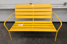 ANYDAY YELLOW 2 SEATER METAL GARDEN BENCH RRP £129: LOCATION - FLOOR(COLLECTION OR OPTIONAL DELIVERY AVAILABLE)