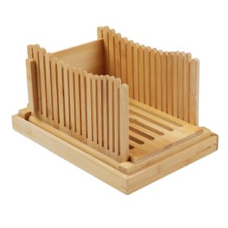 QTY OF ASSORTED ITEMS TO INCLUDE BAMBOO FOLDABLE BREAD SLICER: LOCATION - TABLE
