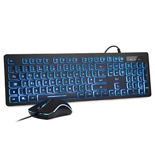 QTY OF ASSORTED ITEMS TO INCLUDE LED BACKLIT BUSINESS KEYBOARD & MOUSE COMBO: LOCATION - TABLE