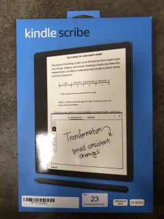 KINDLE SCRIBE (16 GB), THE FIRST KINDLE AND DIGITAL NOTEBOOK, ALL IN ONE, WITH A 10.2" 300 PPI PAPERWHITE DISPLAY, INCLUDES PREMIUM PEN. SEALED: LOCATION - RACK