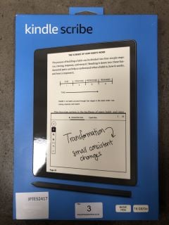 KINDLE SCRIBE (16 GB), THE FIRST KINDLE AND DIGITAL NOTEBOOK, ALL IN ONE, WITH A 10.2" 300 PPI PAPERWHITE DISPLAY, INCLUDES BASIC PEN. SEALED: LOCATION - RACK