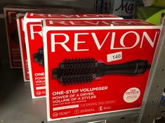 4 X REVLON SALON ONE-STEP HAIR DRYER AND VOLUMIZER FOR MID TO LONG HAIR (ONE-STEP, 2-IN-1 STYLING TOOL, IONIC AND CERAMIC TECHNOLOGY, UNIQUE OVAL DESIGN) RVDR5222.: LOCATION - A RACK