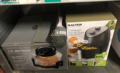 QTY OF ITEMS TO INCLUDE SALTER COMPACT HOT AIR FRYER: LOCATION - BACK RACK