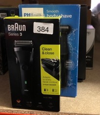 QTY OF ITEMS TO INCLUDE BRAUN SERIES 3 ELECTRIC SHAVER FOR MEN WITH PRECISION BEARD TRIMMER, UK 2 PIN PLUG, 300, BLACK RAZOR, RATED WHICH GREAT VALUE: LOCATION - B RACK
