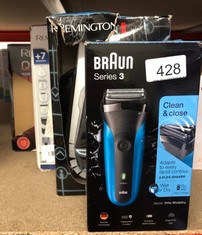QTY OF ITEMS TO INCLUDE BRAUN SERIES 3 ELECTRIC SHAVER FOR MEN, WET & DRY, UK 2 PIN PLUG, 310, BLACK/BLUE RAZOR, RATED WHICH GREAT VALUE: LOCATION - B RACK