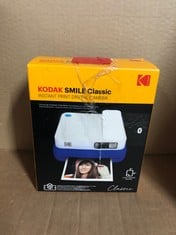 KODAK SMILE CLASSIC DIGITAL INSTANT CAMERA WITH BLUETOOTH (BLUE) 16MP PICTURES, 35 PRINTS PER CHARGE – INCLUDES STARTER PACK 3.5 X 4.25" ZINK PHOTO PAPER, STICKER FRAMES EDITION.: LOCATION - B RACK