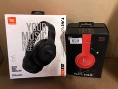 QTY OF ITEMS TO INCLUDE BEATS SOLO3 WIRELESS ON-EAR HEADPHONES - APPLE W1 HEADPHONE CHIP, CLASS 1 BLUETOOTH, 40 HOURS OF LISTENING TIME, BUILT-IN MICROPHONE - RED (LATEST MODEL): LOCATION - B RACK