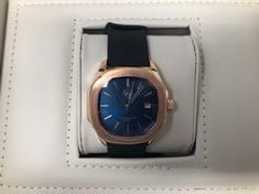MENS RAYMOND GAUDIN WATCH - 316 STAINLESS STEEL CASE - JPN MOVEMENT - BLUE DIAL - RUBBER STRAP - 5 ATM WATER RESISTANT RRP £740: LOCATION - TABLES