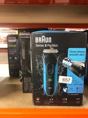 QTY OF ITEMS TO INCLUDE BRAUN SERIES 3 PROSKIN 3040S ELECTRIC SHAVER AND PRECISION TRIMMER, RATED WHICH GREAT VALUE: LOCATION - C RACK