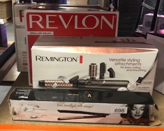 QTY OF ITEMS TO INCLUDE VENGA! TOURMALINE IONIC HAIR STRAIGHTENER, FLOATING PLATES, KERATIN-INFUSED, CERAMIC COATING, TEMPERATURE CONTROL WITH LED DISPLAY, 50 W, BLACK/GOLD, VG HST 3001 BS: LOCATION