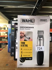 QTY OF ITEMS TO INCLUDE WAHL GROOMSMAN RECHARGEABLE BEARD TRIMMER, BEARD TRIMMERS MEN, STUBBLE TRIMMER, MALE GROOMING SET, CORDLESS BEARD TRIMMER, BEARD CARE KIT, SILVER: LOCATION - TABLES
