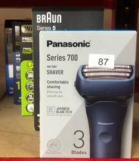 QTY OF ITEMS TO INCLUDE PANASONIC ES-ALT4B 3-BLADE WET AND DRY ELECTRIC SHAVER FOR MEN, RECHARGEABLE, SKIN COMFORT SENSOR, MULTI-FLEX 12D HEAD - MINIMIZE THE 5 O’CLOCK SHADOW: LOCATION - A RACK