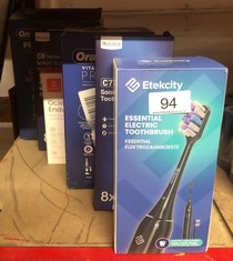 QTY OF ITEMS TO INCLUDE ETEKCITY ELECTRIC TOOTHBRUSH SONIC FOR ADULTS AND KIDS, DEEP CLEAN MODE & 40000 VPM, 6 BRUSH HEADS, FAST CHARGE FOR 60 DAYS, 2 MINS SMART TIMER, 5 MODES & TRAVEL CASE, BLACK: