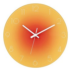 15 X FOXTOP 12 INCH TEMPERED GLASS WALL CLOCK SILENT NON TICKING QUARTZ ROUND FRAMELESS ORANGE WALL CLOCK BATTERY OPERATED FOR LIVING ROOM BEDROOM KITCHEN HOME OFFICE KID'S ROOM - TOTAL RRP £119: LOC