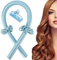 25 X HEATLESS CURLERS HEADBAND,HEATLESS CURLS,NO HEAT WAVE HAIR CURLERS STYLING TOOLS FOR LONG MEDIUM HAIR,HAIR CURLERS MAKE HAIR SOFT AND SHINY(BLUE) - TOTAL RRP £125: LOCATION - B RACK