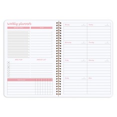 73 X WEEKLY PLANNER - TO DO LIST NOTEBOOK, UNDATED GOAL PLANNER WITH MEAL PLAN & GROCERY LIST, HABIT TRACKER, NOTES, 5.7×8 INCH SPIRAL PLANNER, TWIN-WIRE BINDING (PINK) - TOTAL RRP £364: LOCATION - B