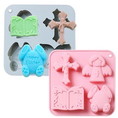 59 X 2 PACKS EASTER EGGS BUNNY SILICONE MOLD RABBIT MAKING CHOCOLATE BISCUIT FONDANT JELLY CANDY CHOCOLATE TRAYS SOAP MOLD ICE CUBE MOULD FOR EASTER BAKING DIY PARTY SUPPLIES (RABBIT) - TOTAL RRP £24