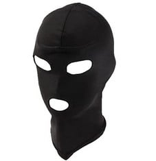 25 X FACE MASK,WOMEN MEN THIN THREE HOLES FULL FACE MASK FOR CS MOTORCYCLE BIKE PARTY PROPS CYCLING CAP SKI (BLACK 3 HOLES) - TOTAL RRP £166:: LOCATION - C RACK