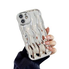 22 X OWNEST COMPATIBLE WITH IPHONE 12 CASE WITH WAVE PATTERN PLATING CUTE WATER RIPPLE CURLY WAVE SOFT TPU BUMPER SHOCKPROOF LENS PROTECTION CASE FRAME AESTHETIC PHONE CASE FOR IPHONE 12 -SILVER - TO