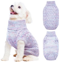 QTY OF ASSORTED ITEMS TO INCLUDE DOG JUMPER. KNITTED SWEATER FLEECE. PURPLE/WHITE. : LOCATION - D RACK