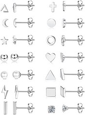 QTY OF ASSORTED ITEMS TO INCLUDE 14 PAIR SMALL STUD EARRINGS FOR WOMEN. SILVER. TOTAL RRP £940: LOCATION - D RACK