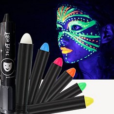 QTY OF ASSORTED ITEMS TO INCLUDE GLOW FACE PAINT. GLOW PAINT FOR BODY/FACE. WHITE, RED, BLUE, GREEN, YELLOW, ORANGE. TOTAL RRP £194: LOCATION - D RACK