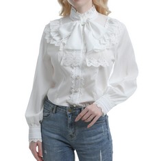 QTY OF ASSORTED ITEMS TO INCLUDE WHITE VICTORIAN BLOUSE GOTHIC SHIRT. L. : LOCATION - D RACK